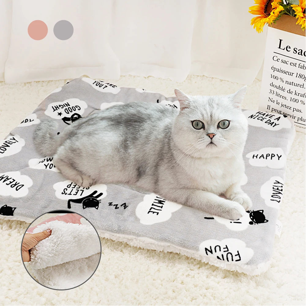 Tapis de chat doux en coton doux pour chiens et chats, matelas de lit chaud d'hiver pour maison d'animal de compagnie, tapis de chenil épais pour petits et grands chiens et chats, rose