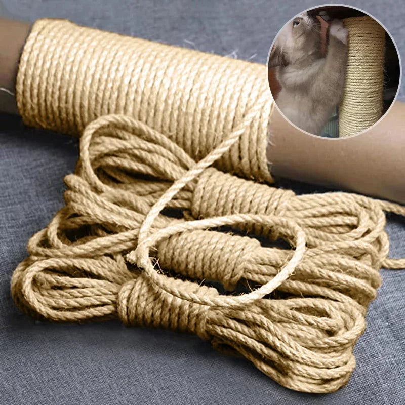 Cuerda rascadora para gatos de Sisal Natural de 10M, cuerda para rascar árboles, juguete DIY, garra de pata, Protector de muebles, poste para rascar, accesorios para gatos