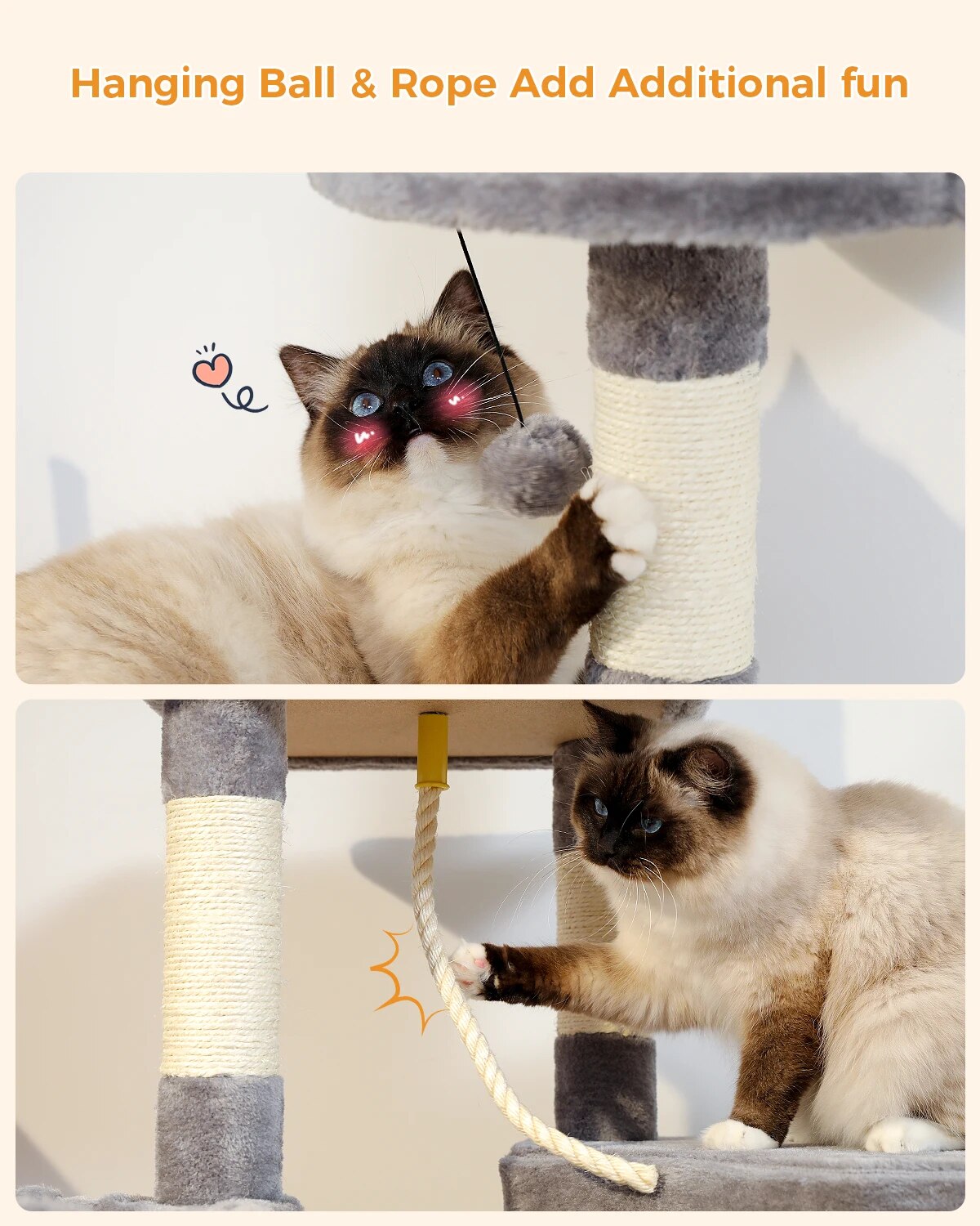 Juguetes de árbol para gatos, poste rascador para gatos, sisals naturales, torre de actividades para gatitos, soporte para condominio, muebles de lujo para gatos pequeños y medianos