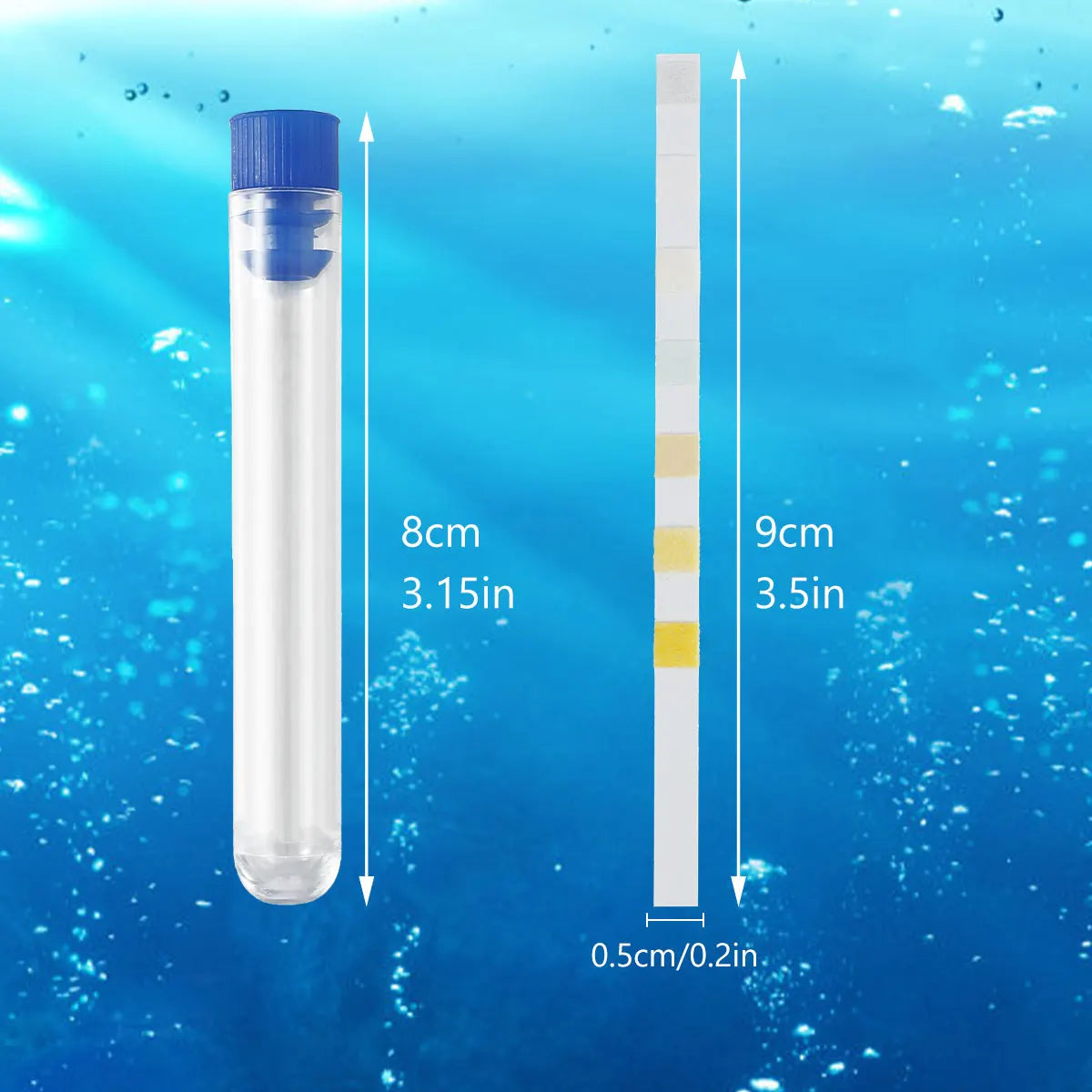 Tiras de prueba para acuario, tiras de prueba de calidad del agua 7 en 1, Kit de prueba para tanque de peces, agua dulce, agua salada, tiras de prueba de pH para agua de acuario, 100 Uds.