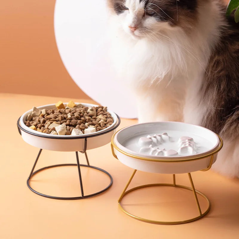 Bol d'alimentation lente pour chat, bols d'eau en céramique pour aliments pour animaux de compagnie avec support surélevé pour chiot chaton, mangeoires Anti-étouffement