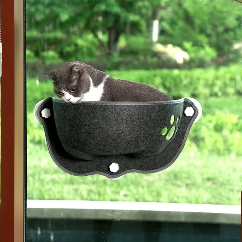 Hamac de fenêtre pour chat, siège de fenêtre ensoleillé, avec coussin, lit de couchage suspendu pour chaton, avec ventouses fortes, pour animaux de compagnie