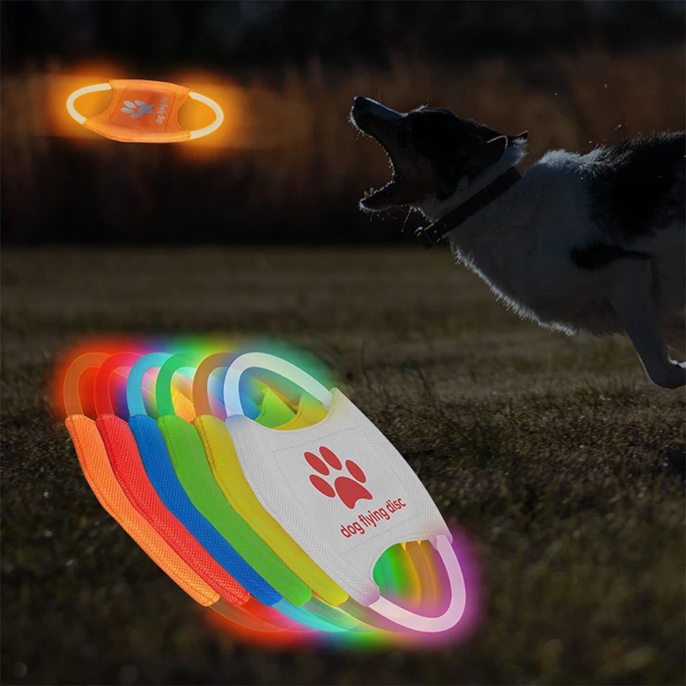 Discos voladores para perros, 3 modos de luz LED brillante, juguetes interactivos de entrenamiento, discos voladores, juguetes para perros, accesorios para perros