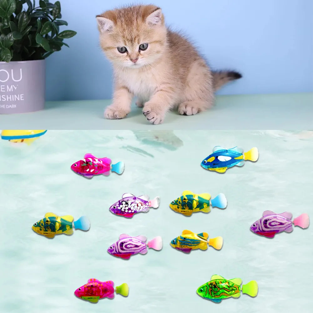 Pet Cat Toy LED Interactive Swimming Robot Fish Toy for Cat Glowing Electric Fish Toy to Stimulate Pet's Hunter Instincts