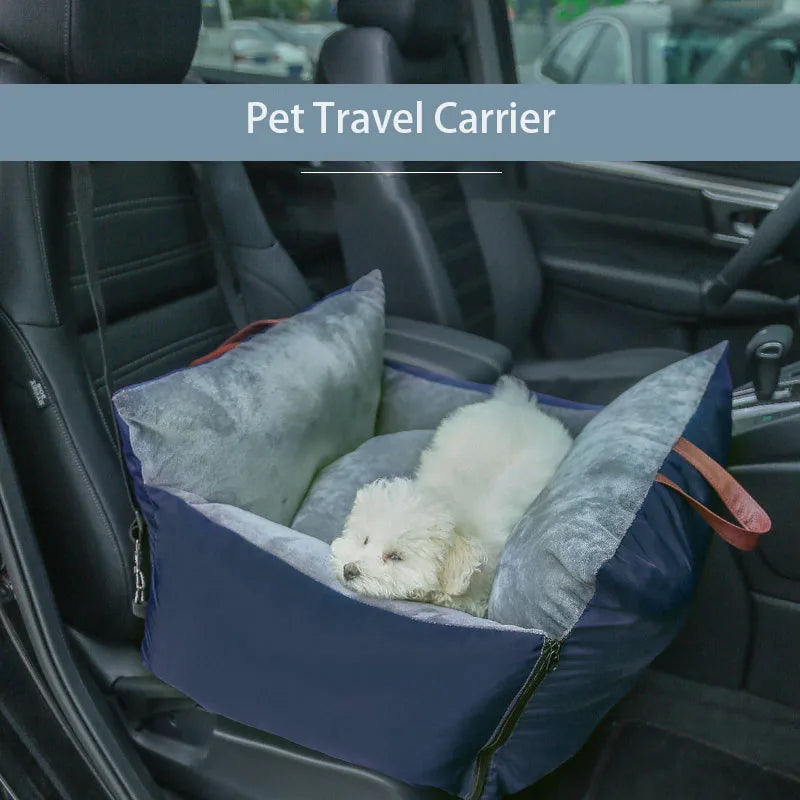 Asiento de coche para perros con Control Central, transportadores antideslizantes para perros, caja de reposabrazos para coche, elevador de cojín para perros con cinturones de seguridad, bolsa portamascotas