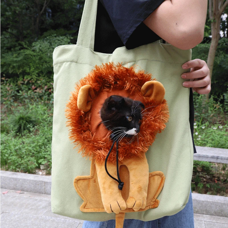 Sac à bandoulière en forme de Lion, transporteurs à côtés souples, sac en toile pour animaux de compagnie exposés pour chats et chiens, petit sac de transport pour animaux de compagnie respirant