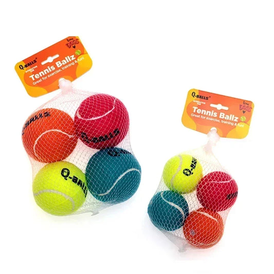 Juego de juguetes para perros Q-MONSTER Pelotas masticables de caucho natural de paredes gruesas para perros Pelotas hinchables interactivas de tenis para entrenamiento Paquete de 4