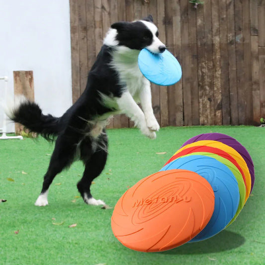 OUZEY-juguetes de disco volador resistentes a mordeduras para perros, juguetes multifunción para adiestramiento de cachorros, juegos interactivos al aire libre, productos para perros de compañía