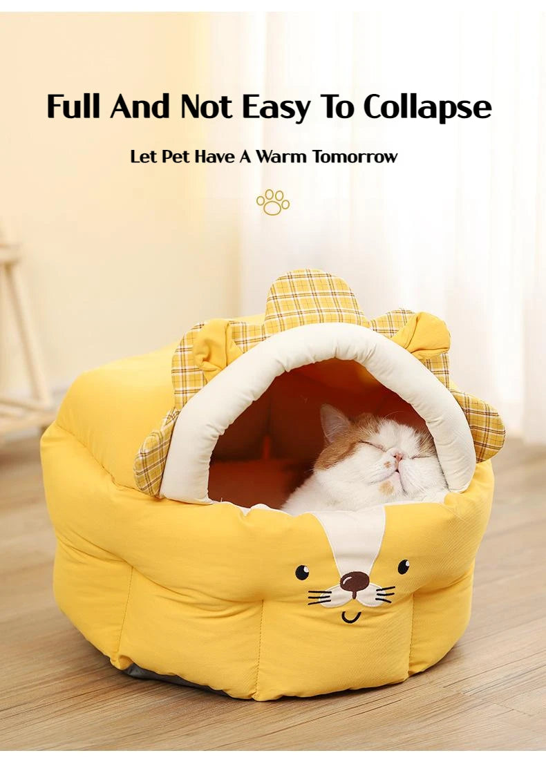 New Pet Bed Comfortable Cat Bed Dog House Cute Pet Tent Deep Sleep Plush Kennel Warm Pet Sofa Bed Pet Supplies