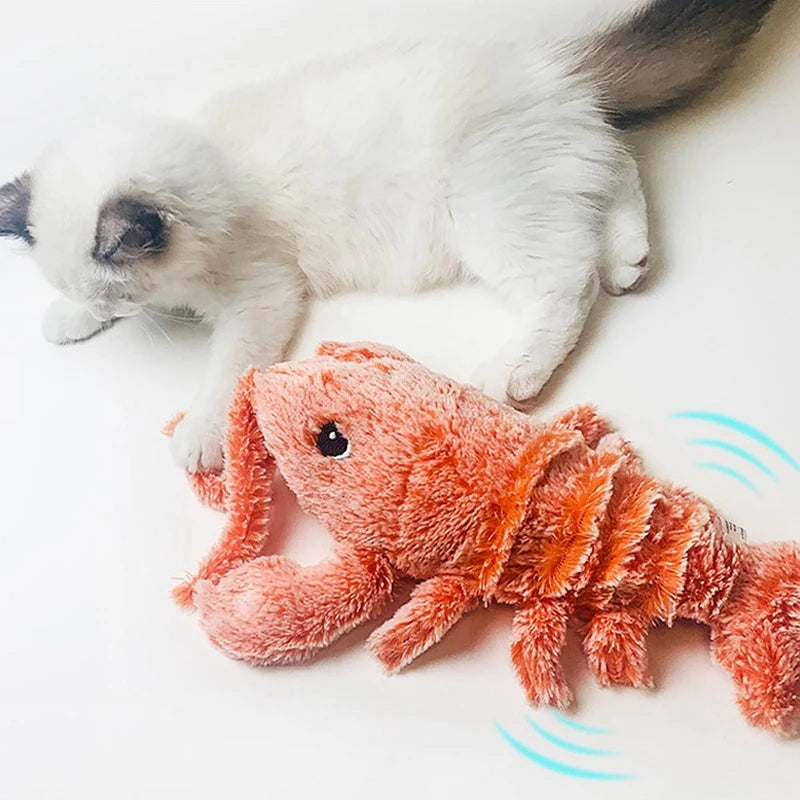 Juguete de peluche de gato, camarón saltador, recargable por USB, juguete eléctrico para gato en movimiento, langosta bailando, juguetes de peluche para mascotas