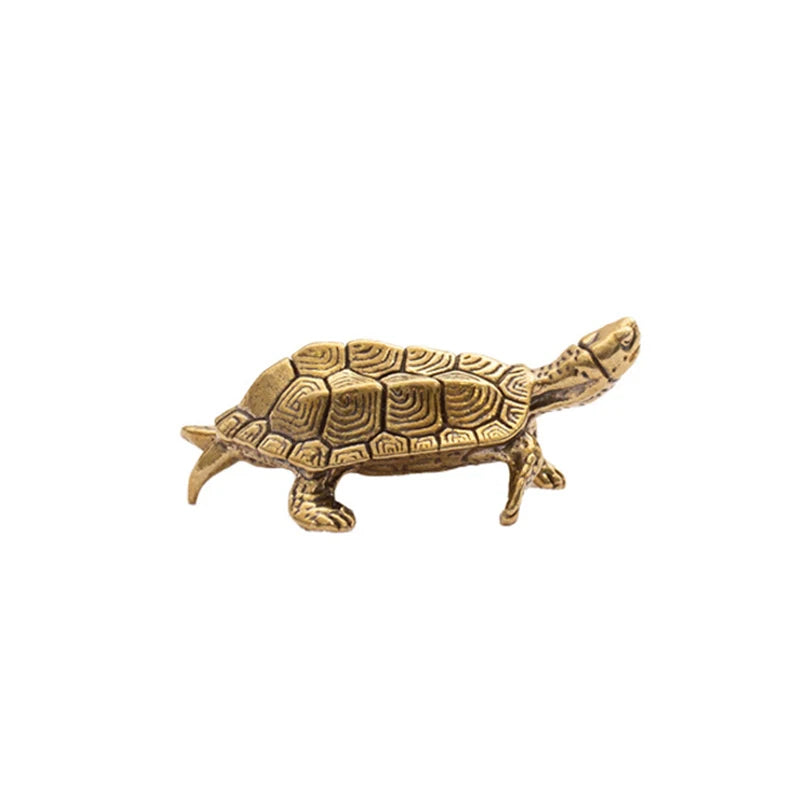 Adornos de tortuga de cobre macizo antiguo, escultura de Animal de longevidad de trompeta, adorno de simulación decorativo para escritorio de oficina y hogar