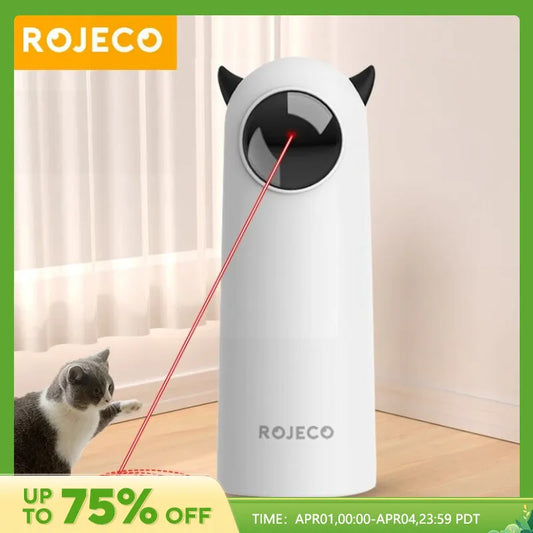 ROJECO-juguetes automáticos para gatos, interactivos, inteligentes, Láser LED para mascotas, accesorios de juguete para gatos de interior, juguete electrónico de mano para gatos y perros