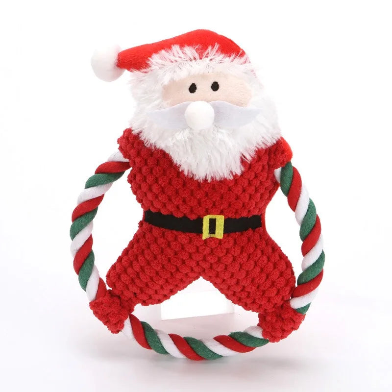 Nuevos juguetes para mascotas Santa Claus hombre de jengibre lindo oso de peluche juguetes con chirridos para gatos perros juguetes regalos de navidad perro