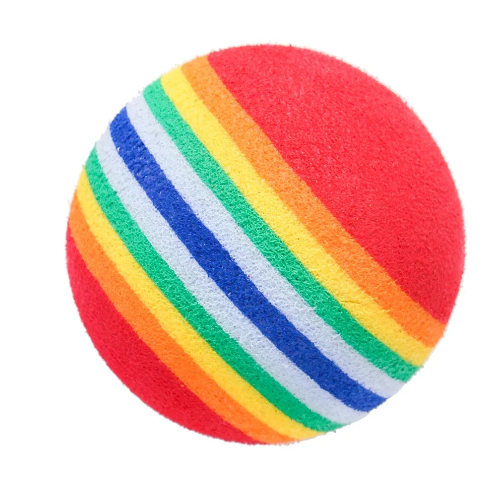 Pelota de juguetes para gatos de EVA arcoíris, juego interactivo para perros y gatos, sonajero para masticar, pelota de EVA para rascar, pelotas de entrenamiento, suministros de juguetes para mascotas