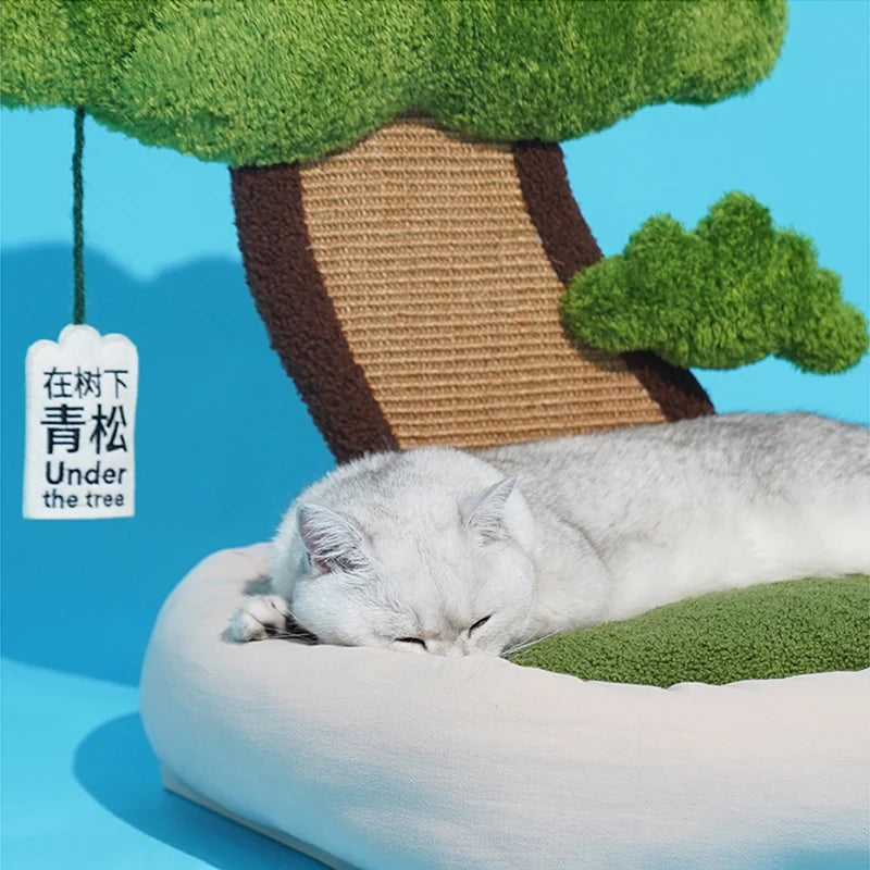 Nido para gatos, sofás cama multifuncionales para mascotas con almohadillas para rascar, trinquete de molienda para gatos, casa para dormir con juguetes interactivos de menta para gatos