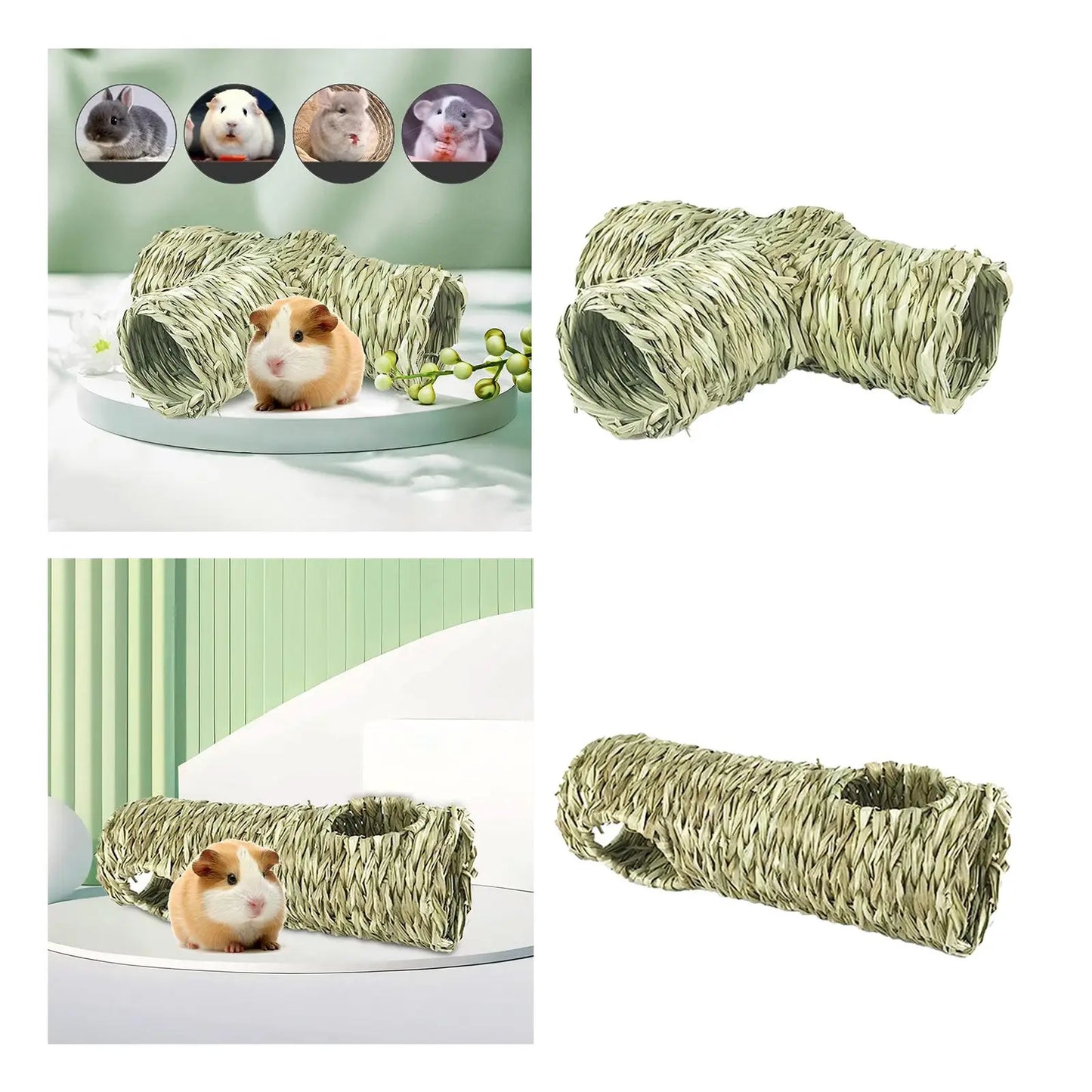 Tunnel Toy Interactive Toy Comfortable Lightweight Rabbit Tunnel Straw Tunnel for Canary Chinchillas Gerbil Mice