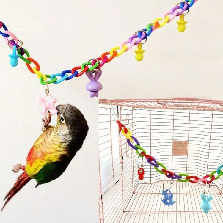 12pcs Pack Bird Toy Cage Bird Accessories Wood Parrot Toys Bird Toy Swing Suspension Bridge Ball Cage Bells Pet Supplies Set