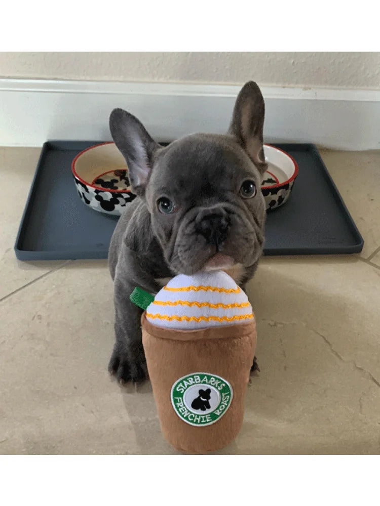 Diseño de botella de agua para mascotas, perros y gatos, juguete de felpa para masticar, perro con chirrido, forro polar, taza de agua para masticar duradera, juguete Molar para mascotas, juego para perros