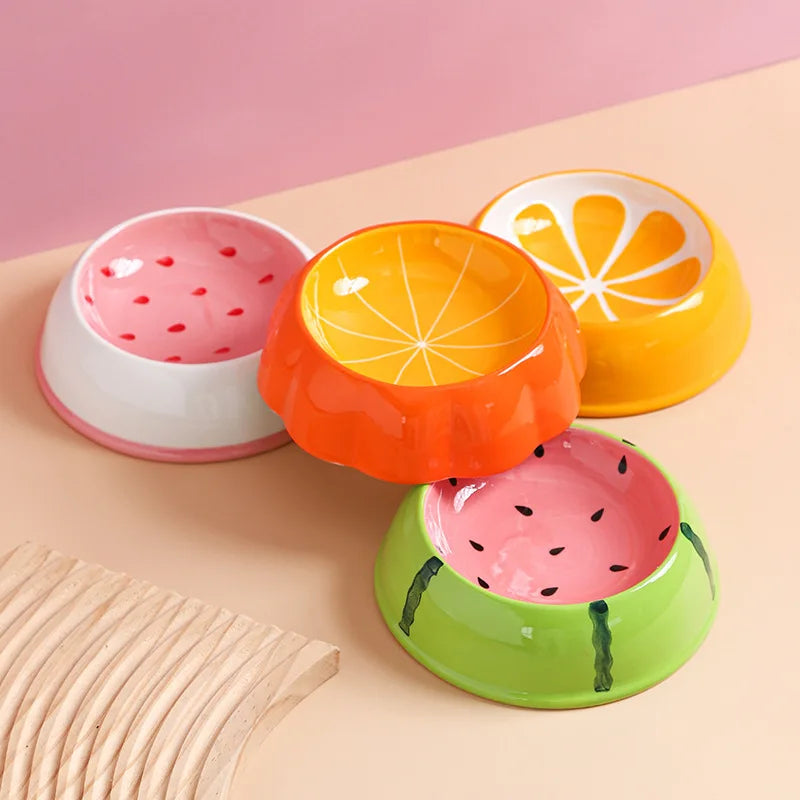 150ml Cat Ceramic Bowl Fruit Shape Pet Small Size Food Water Feeders Puppy Dog Drinking Eating Supplies