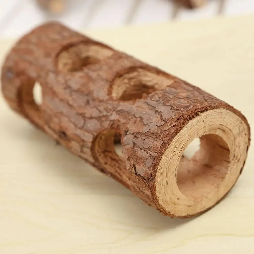 Hamster Natural Wooden Tunnels Tubes Bite-resistant Hideout Tunnel Molar Toy For Indoor Cats Dogs Accessories