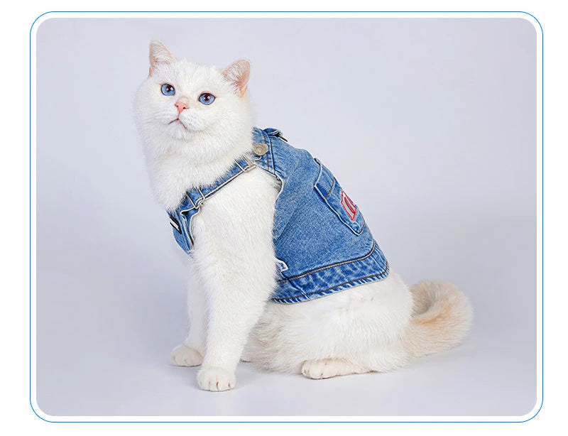 100% Cotton Dog Denim Vest Cat Sleeveless Coverall Spring Summer Puppy Clothing Fashion Style