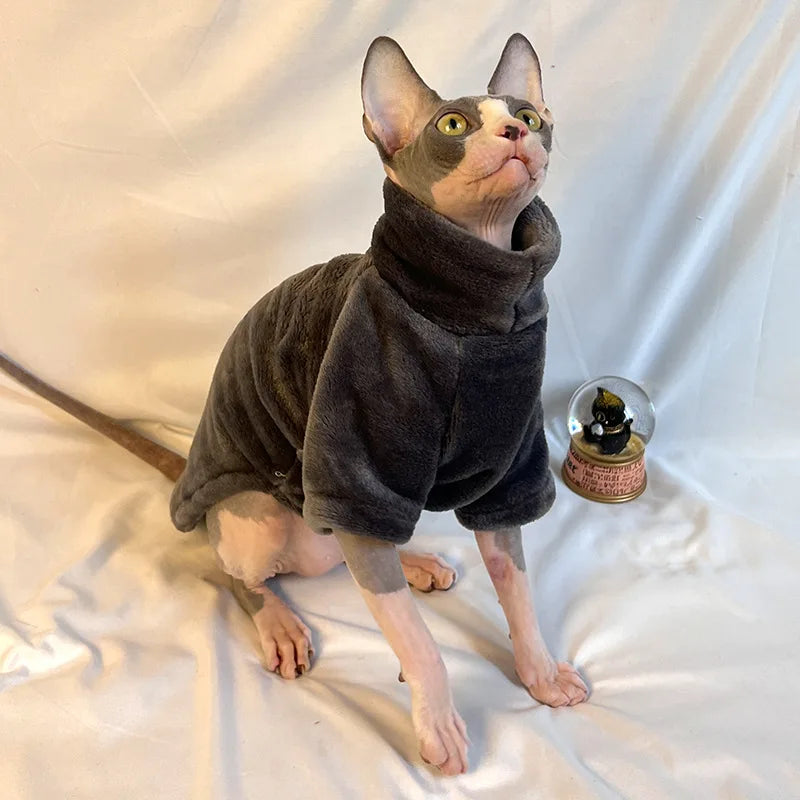 Vêtements d'hiver confortables pour chat Sphynx, manteau à capuche pour animaux de compagnie, vêtements mignons, chemise sans poils, fournisseur pour animaux de compagnie