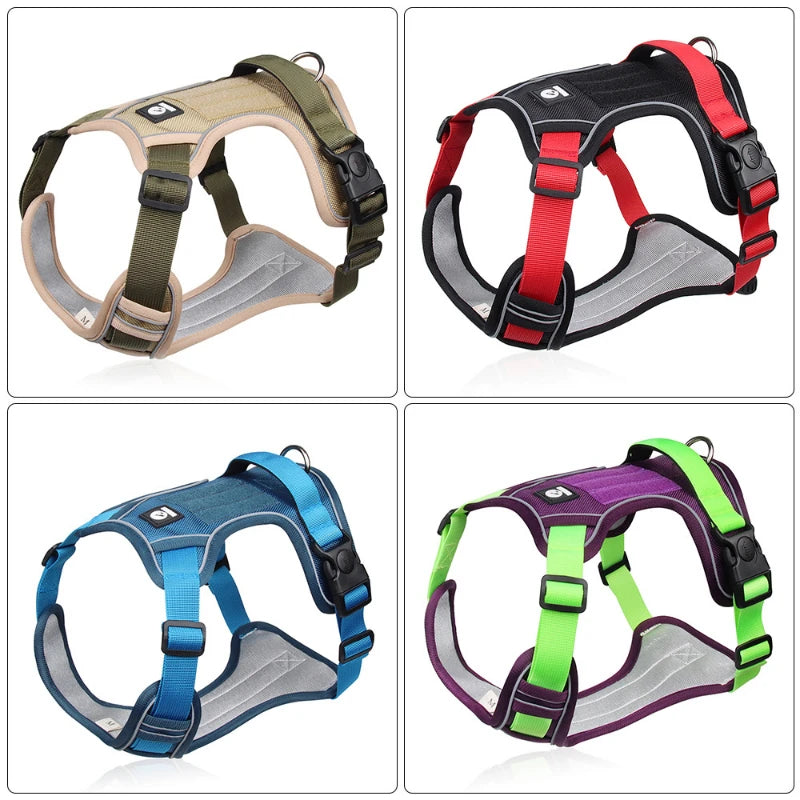 Arnés ajustable para perro, reflectante, entrenamiento de seguridad, chaleco para caminar en el pecho, Collar de plomo para Bulldog Francés, accesorios para perros y mascotas