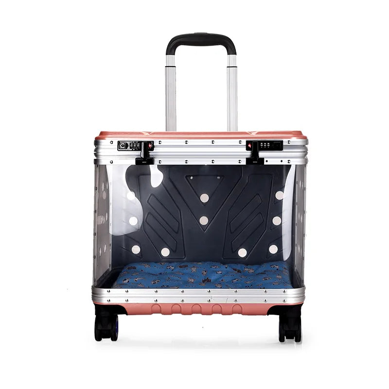 Valise à roulettes pour animaux de compagnie, porte-bulles de sortie Transparent pour chats, sac de transport, sac à dos extensible pour animaux de compagnie, valise, accessoire