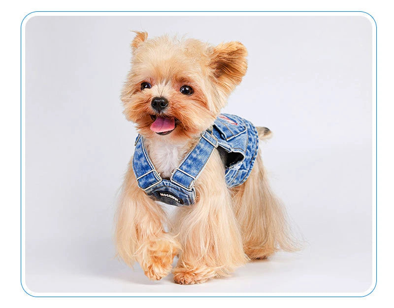 Chaleco vaquero 100% algodón para perros, mono sin mangas para gatos, ropa para cachorros de primavera y verano, estilo de moda