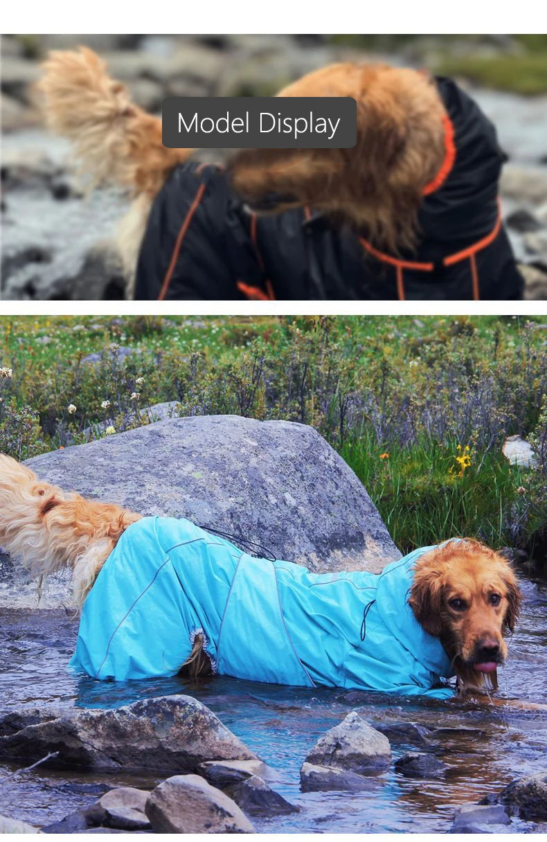 Chubasquero para perros grandes, suave, transpirable, a prueba de nieve, resistente al viento, chaqueta de lluvia para mascotas, abrigo impermeable de seguridad para perros al aire libre con patas