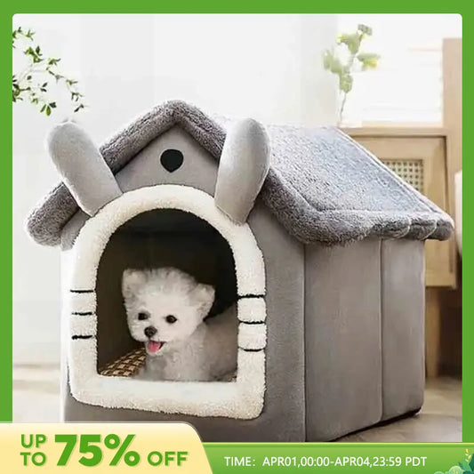 Indoor Warm Dog House Soft Pet Bed Tent House Dog Kennel Cat Bed with Removable Cushion Suitable for Small Medium Large Pets