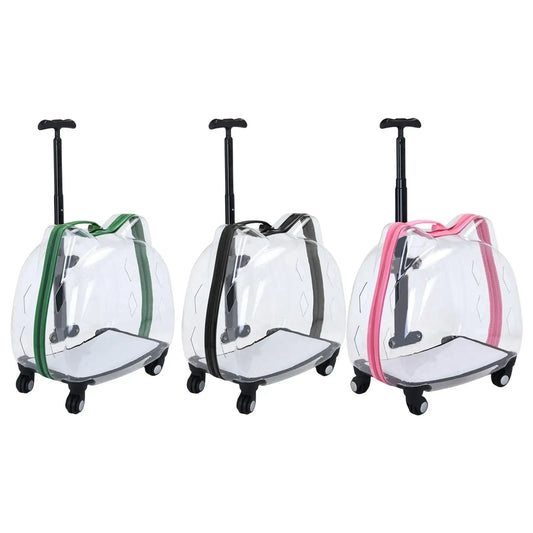 Cubierta de carrito para perros y gatos, equipaje con ruedas, Maleta transparente, mochila transportadora para Gato transpirable, cochecito para mascotas