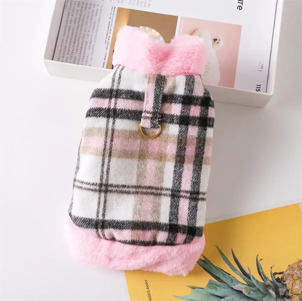 Winter Yorkie Clothes Plaid Warm Puppy Soft Dog Small Coat Vest For Kitten Cats Chihuahua Pet Jacket Dogs Sweatshirt Fashion Style