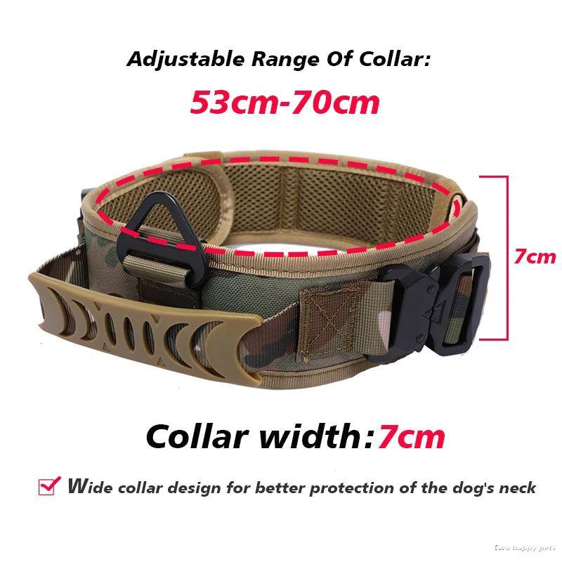 Collar táctico militar para perro grande con asa, nailon reflectante K9, hebilla de Metal ancha, collares de entrenamiento para perros grandes, accesorios para mascotas