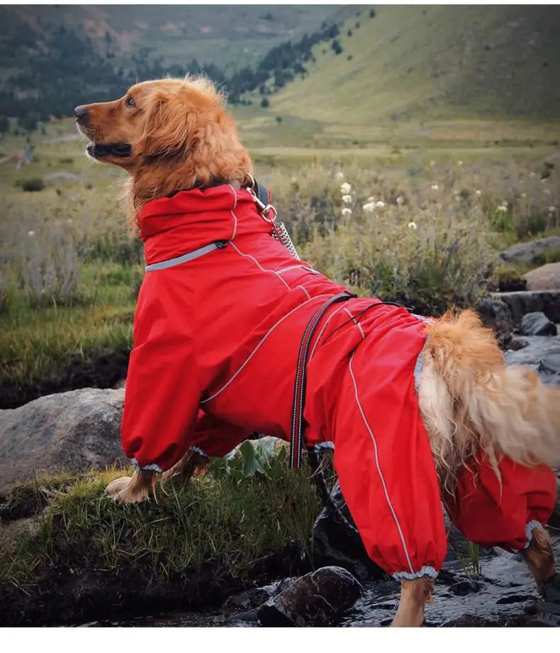 Chubasquero para perros grandes, suave, transpirable, a prueba de nieve, resistente al viento, chaqueta de lluvia para mascotas, abrigo impermeable de seguridad para perros al aire libre con patas