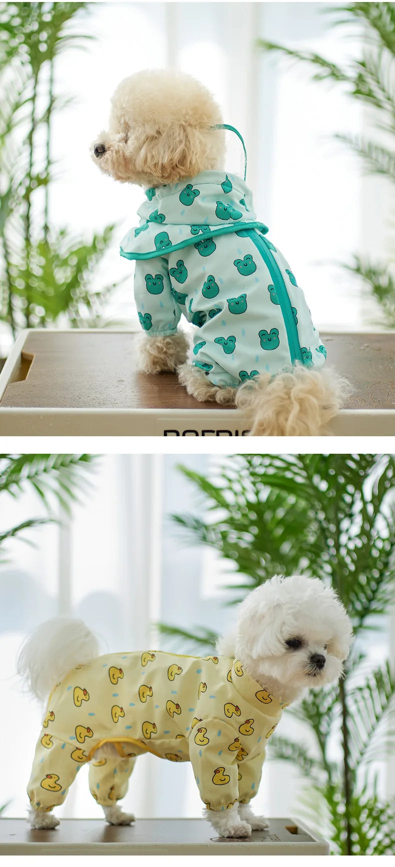 Chubasquero para perros pequeños, chaqueta impermeable con estampado bonito para mascotas con capucha transparente, abrigo de lluvia totalmente cubierto para cachorros y patos