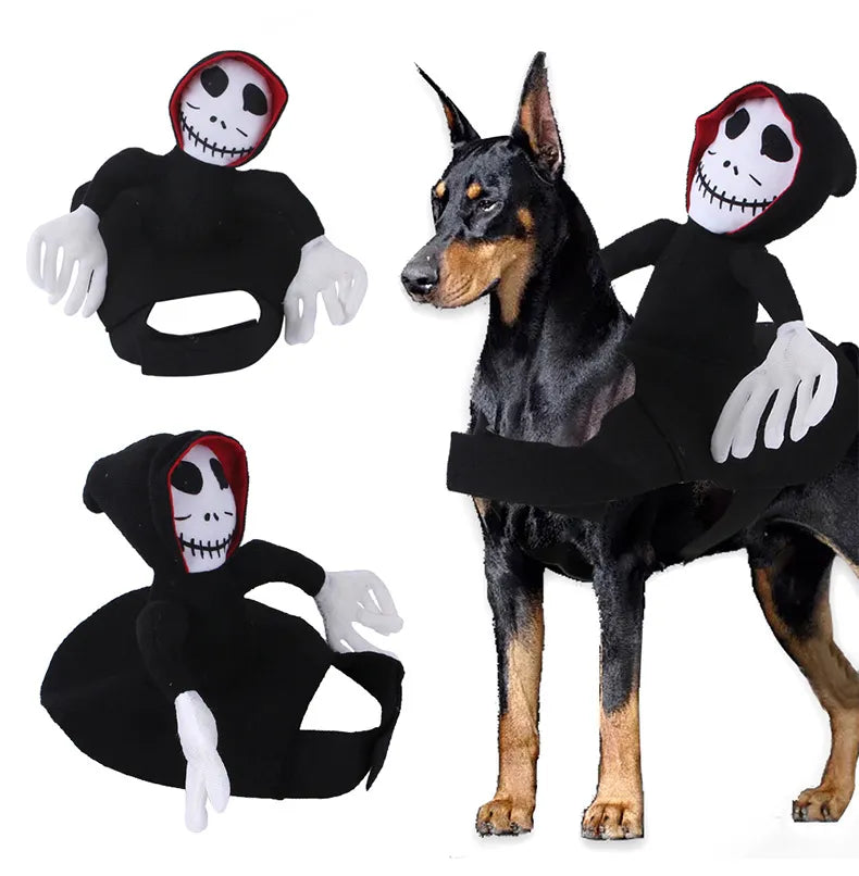 Disfraz divertido de Halloween para mascotas, ropa de Cosplay de fantasma Horrible, vestido de fiesta de Halloween para perros pequeños, medianos y grandes