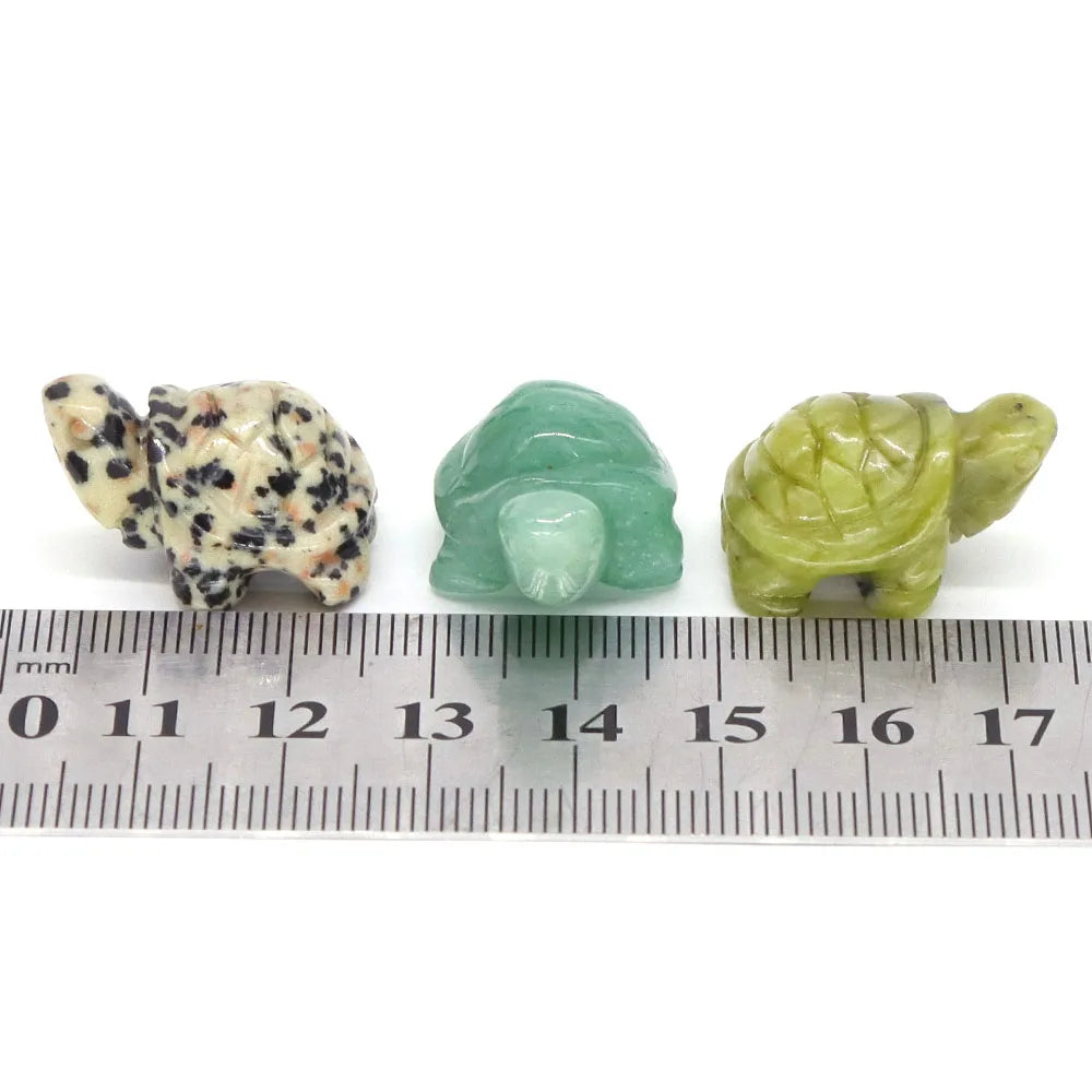 1" Mini Turtle Tortoise Natural Stones Healing Crystals Carved Animal Figurine Crafts DIY Jewelry Home Decor Ornaments Wholesale