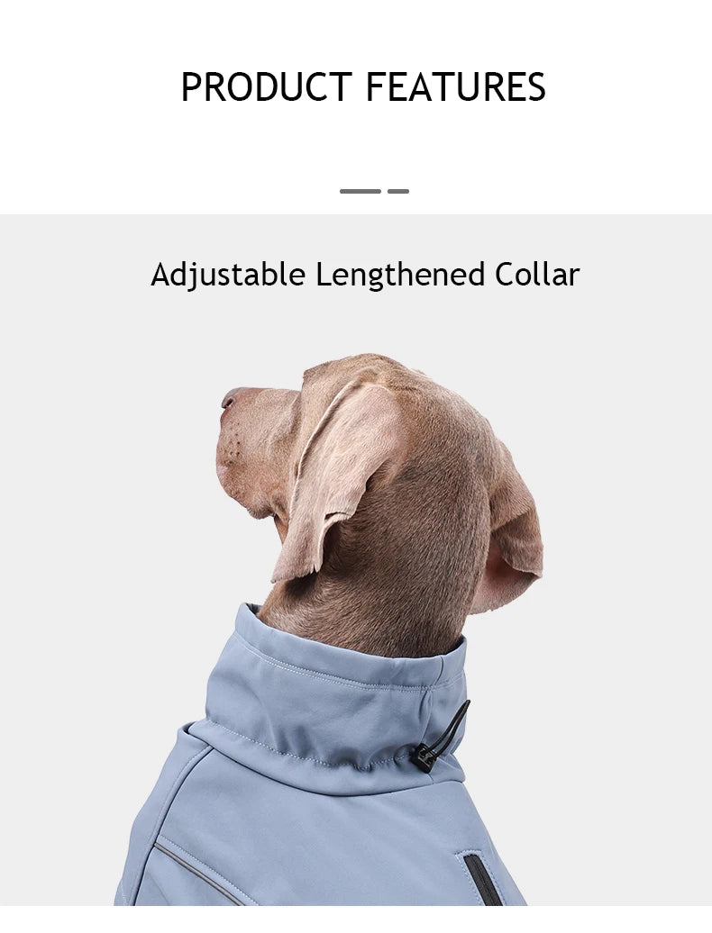 Waterproof Jacket for Large Dogs Flexible Chest Fleece Lining Soft Shell Outdoor Dog Jackets Safety Reflective Pet Clothes Coat