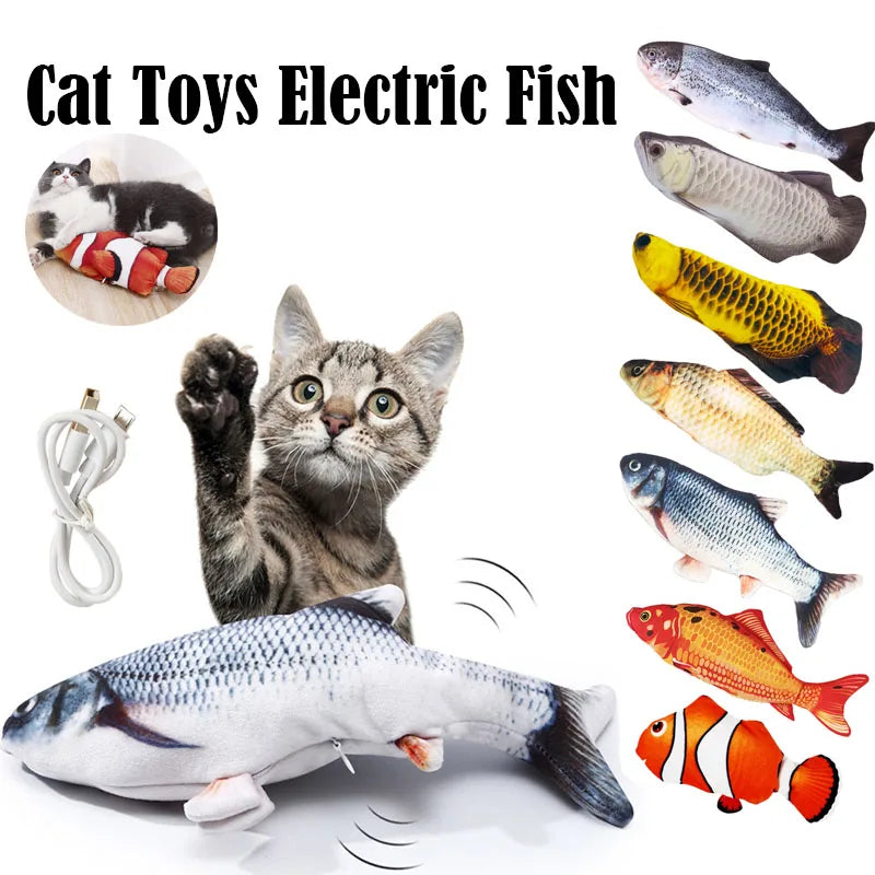 Juguete eléctrico para gatos, juguetes para gatos, pez de imitación, columpio, gatito, pez de baile, juguete divertido para gatos, suministros para masticar, carga USB