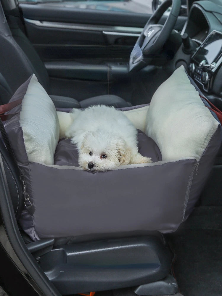 Asiento de coche para perros con Control Central, transportadores antideslizantes para perros, caja de reposabrazos para coche, elevador de cojín para perros con cinturones de seguridad, bolsa portamascotas