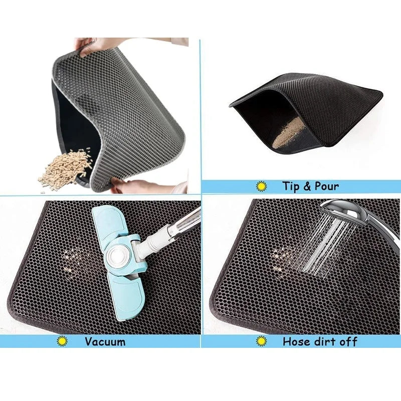 Non-slip Cat Litter Mat With Gift Waterproof Double Layer Pet Litter Box Mat Sand Cat Pad Bed Mat Clean Pad Cat Accessories