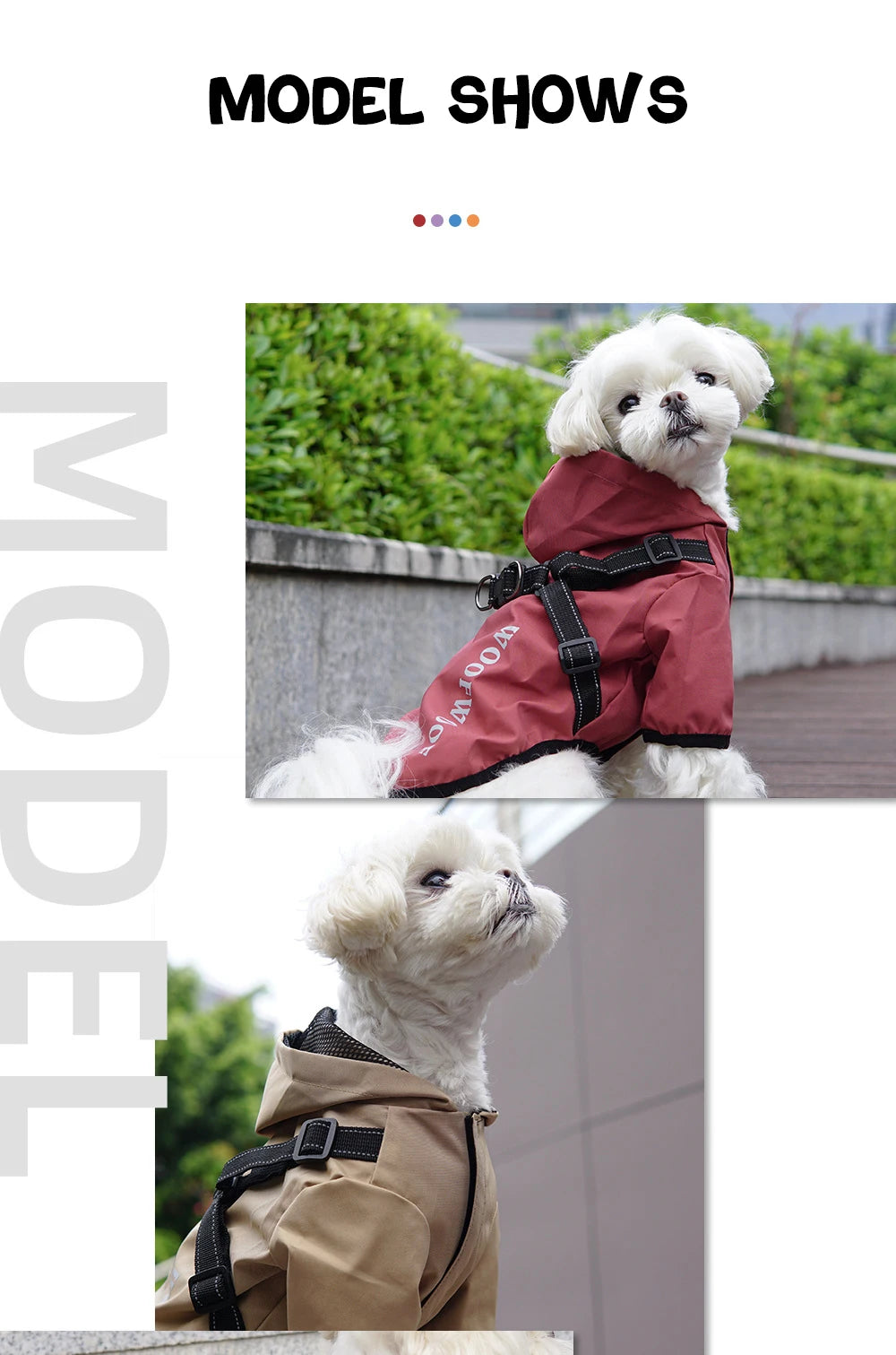 Chubasquero para perros con arnés, chaqueta impermeable con forro de malla transpirable para perros pequeños, ropa reflectante con capucha para cachorros, Chihuahua