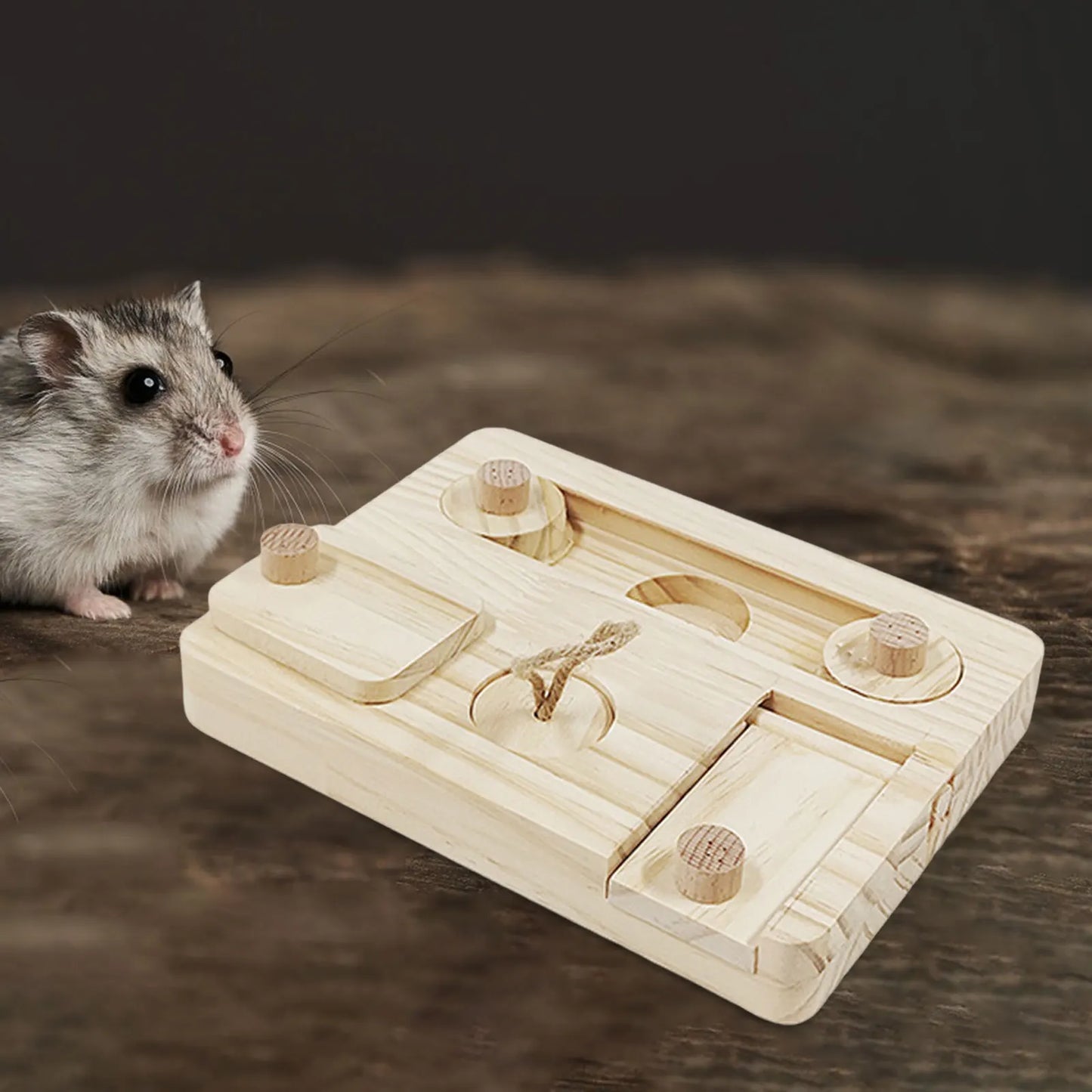 Wooden Enrichment Foraging Toy Chew Toys Funny Puzzle Game Feeding Toys for Bunny Hamster Chinchilla Small Pet Rabbit