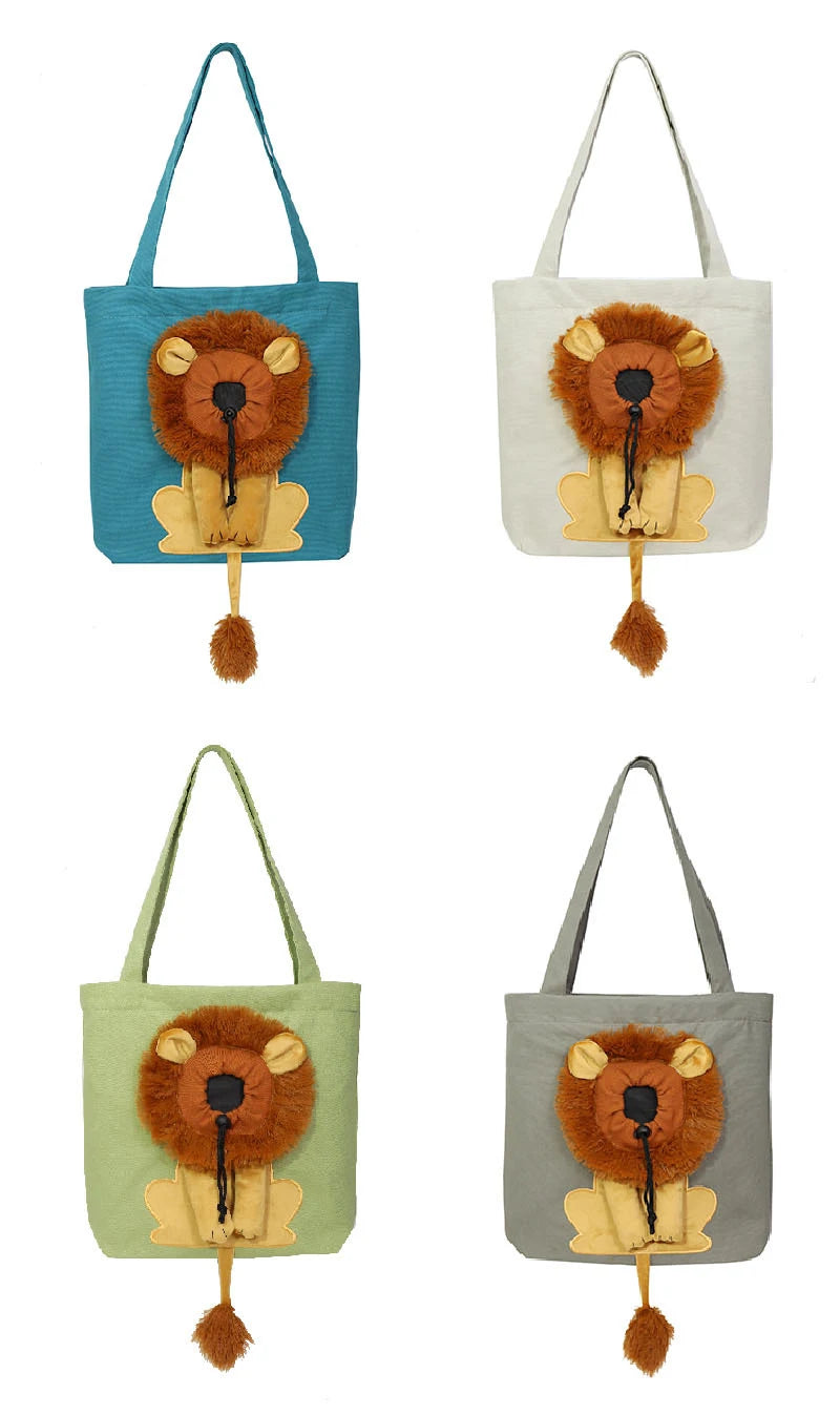 Sac à bandoulière en forme de Lion, transporteurs à côtés souples, sac en toile pour animaux de compagnie exposés pour chats et chiens, petit sac de transport pour animaux de compagnie respirant