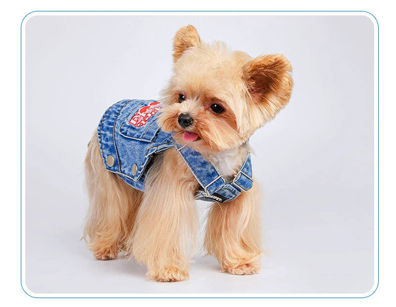 Gilet en Denim 100% coton pour chien et chat, combinaison sans manches, vêtements pour chiot, Style à la mode, printemps et été