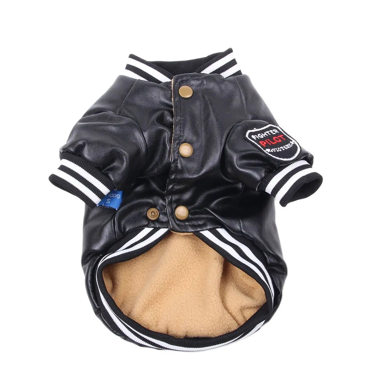 Winter Dog Coat Jacket Faux Leather Fleece Teddy Warm Pet Puppy Clothing Apparel