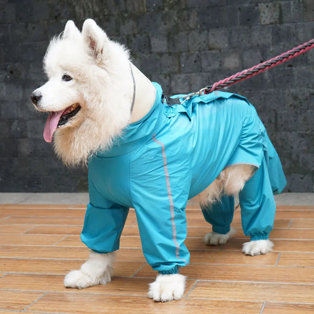 Chubasquero para perros grandes, chaqueta impermeable con capucha y cubierta trasera extraíble, ropa para mascotas Husky Samoyedo