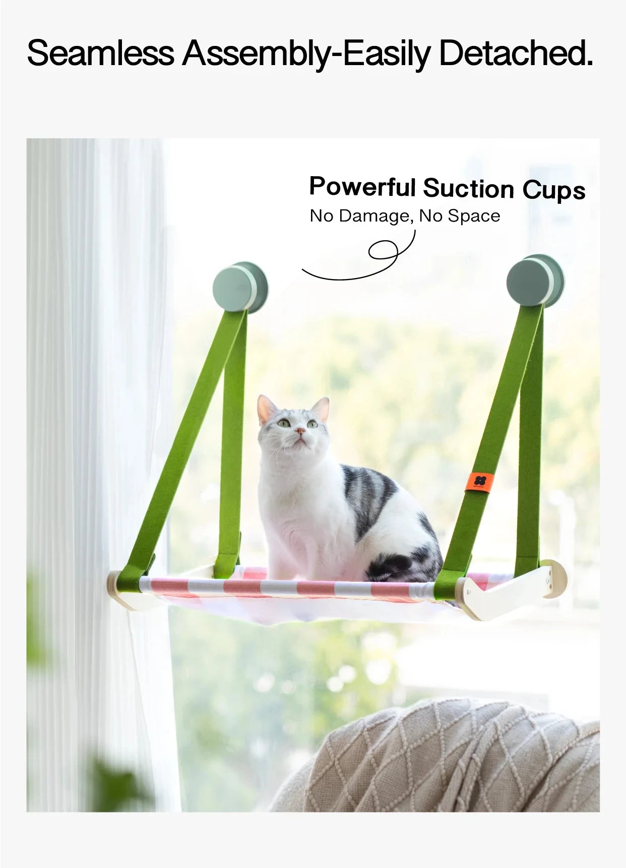 MEWOOFUN Spring Series Cat Window Perch Hammock Bed,Window Cat Perch with 4 Suction Cups Foldable Cat Window Seat for Indoor Cat