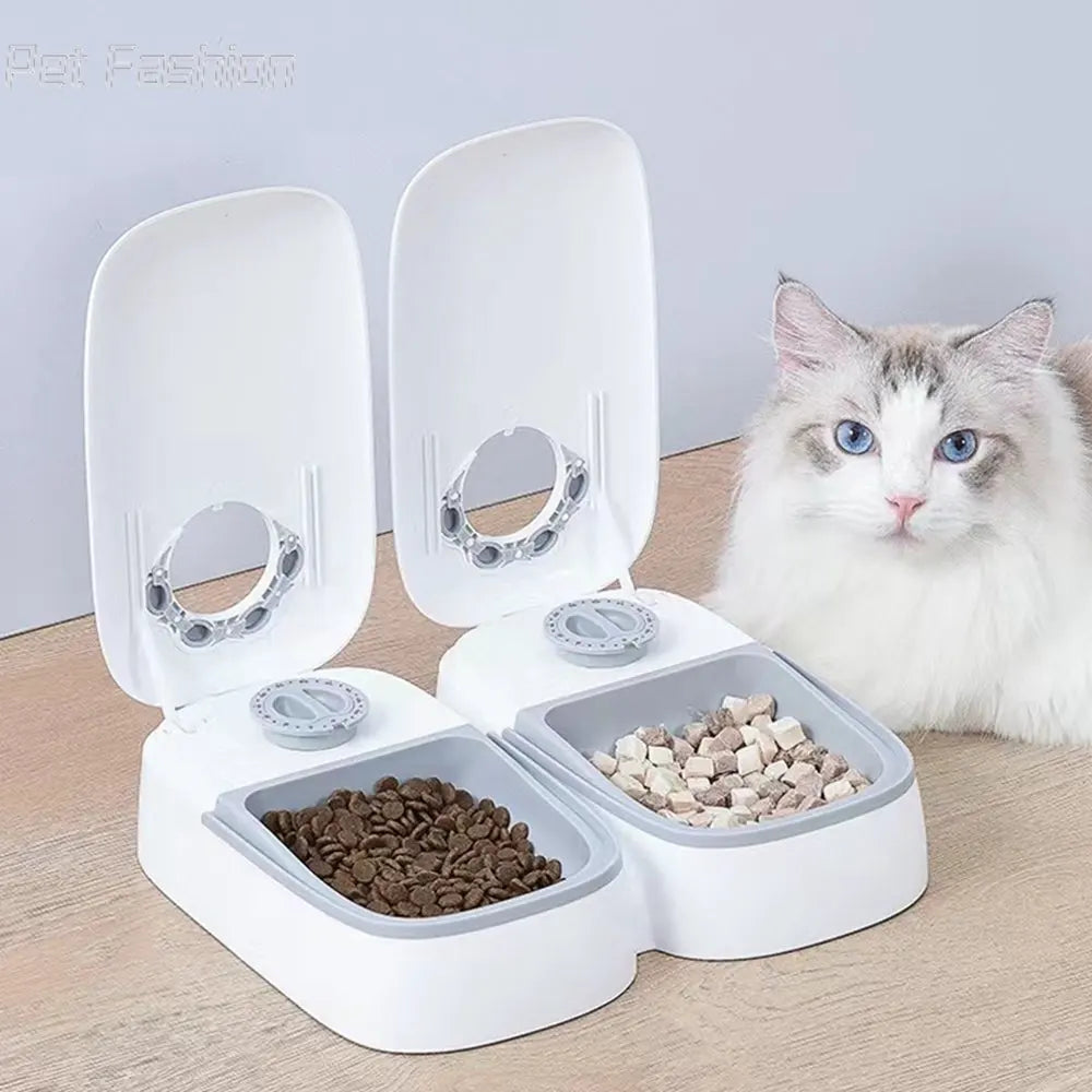 Alimentador automático para gatos, dispensador elegante de comida para gatos, dispensador de alimentos húmedos y secos, alimentador automático para gatos, cuenco para cachorros